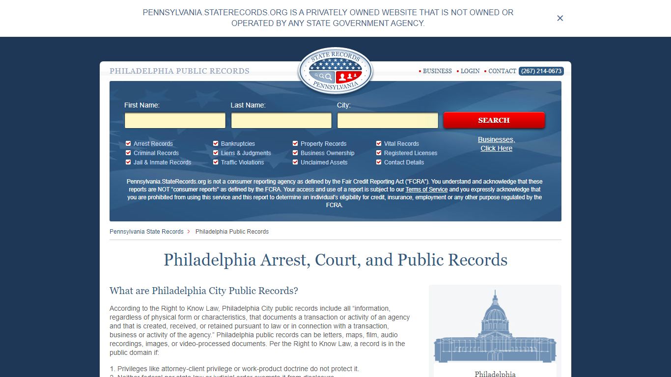 Philadelphia Arrest, Court, and Public Records