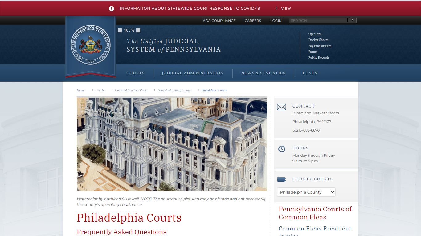 Philadelphia Courts | Individual County Courts | Courts of Common Pleas ...