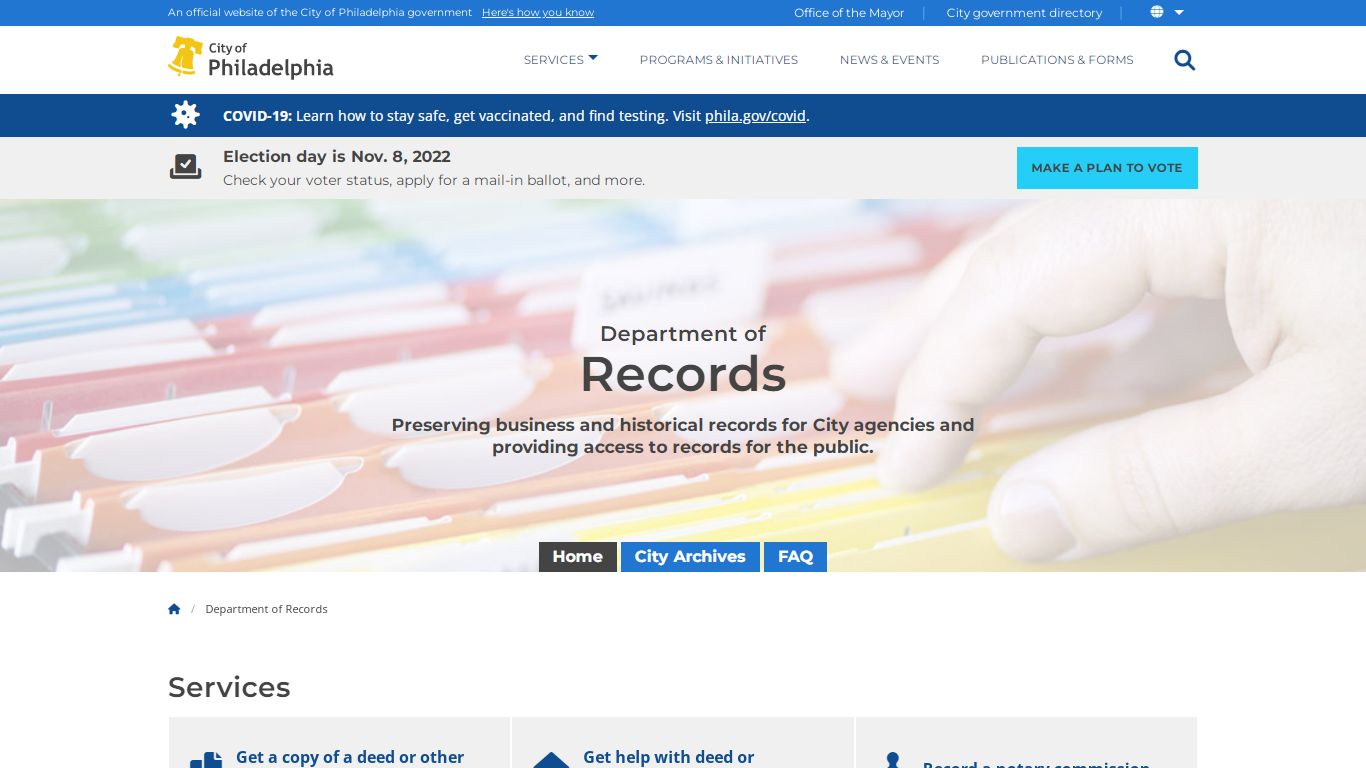 Department of Records | Homepage | City of Philadelphia